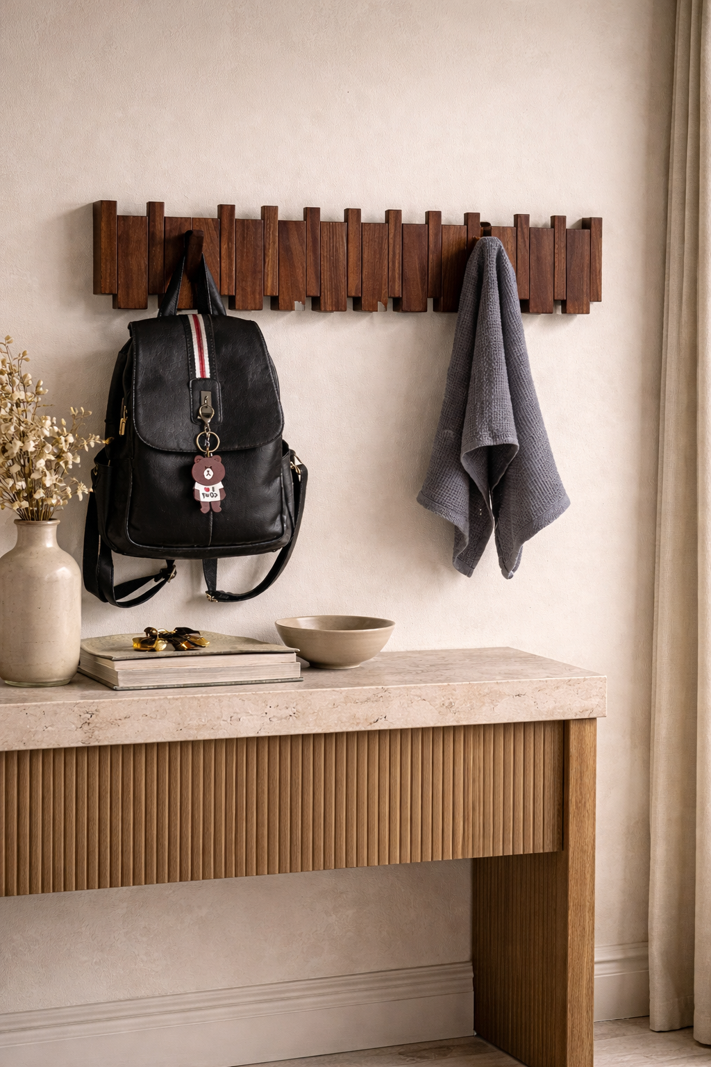 Vestige Solid Wood Wall Coat Rack